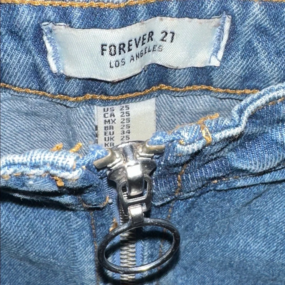 Forever 21 Blue Denim Zip-Front Mini Skirt